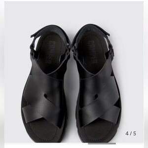 Camper Oruga Up Black Leather Sandals
